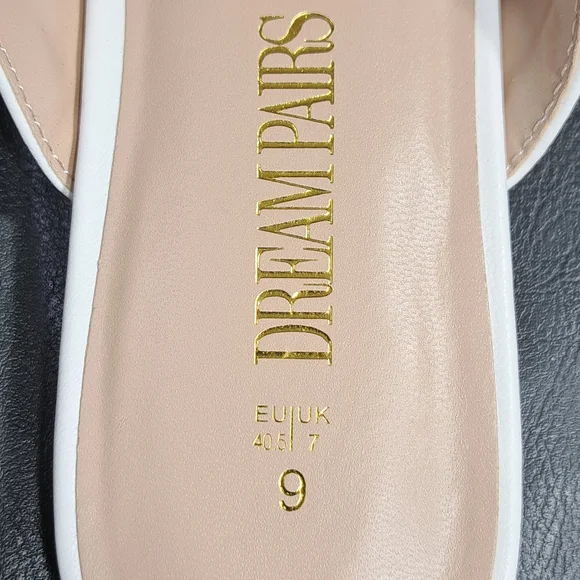 Dream Pairs Women's White Pointed Toe Flat Slip On Mules Size 9 - Picture 8 of 16